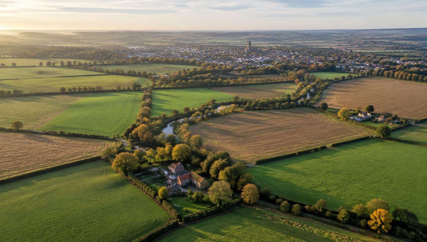 Aerial view of North Yorkshire countryside near Malton